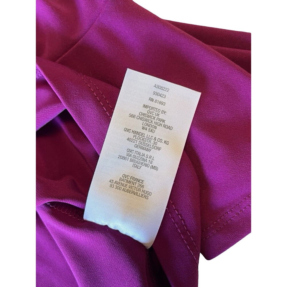 Susan Graver Blouse M Magenta Bateau Ruched Bell Sleeve Stretch Knit QVC - Picture 3 of 9